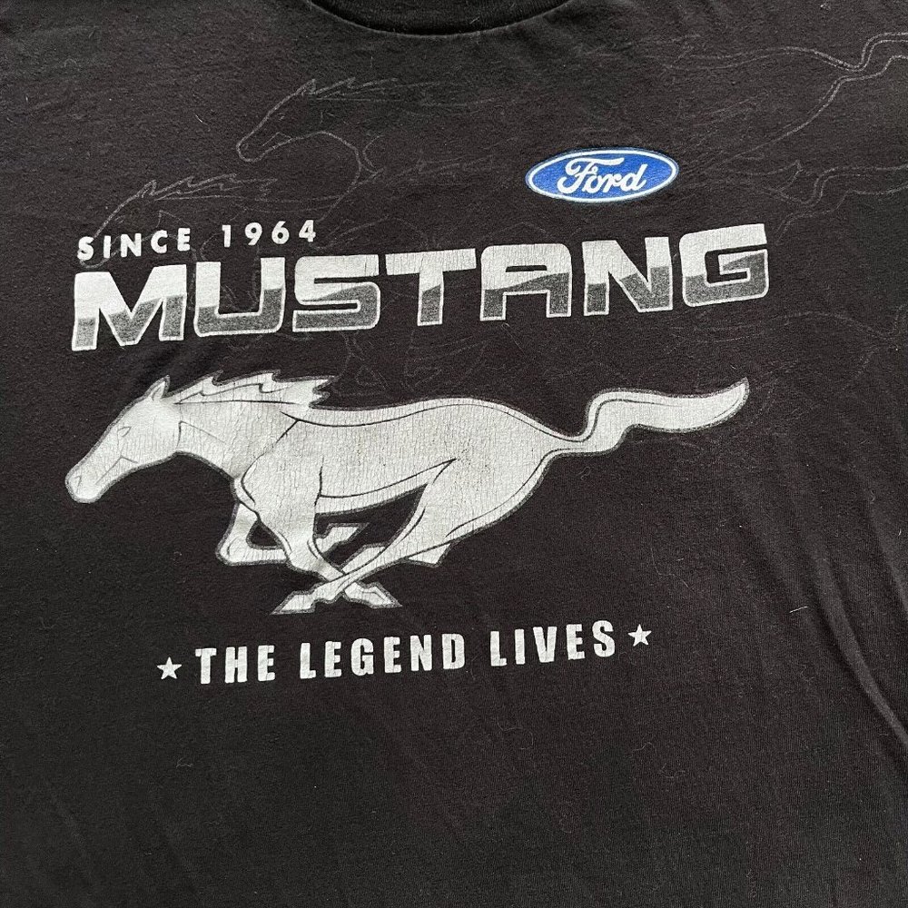 Ford Mustang Since 1964 Racing Graphic Black T-Shirt 100% Cotton XXL - Picture 5 of 8